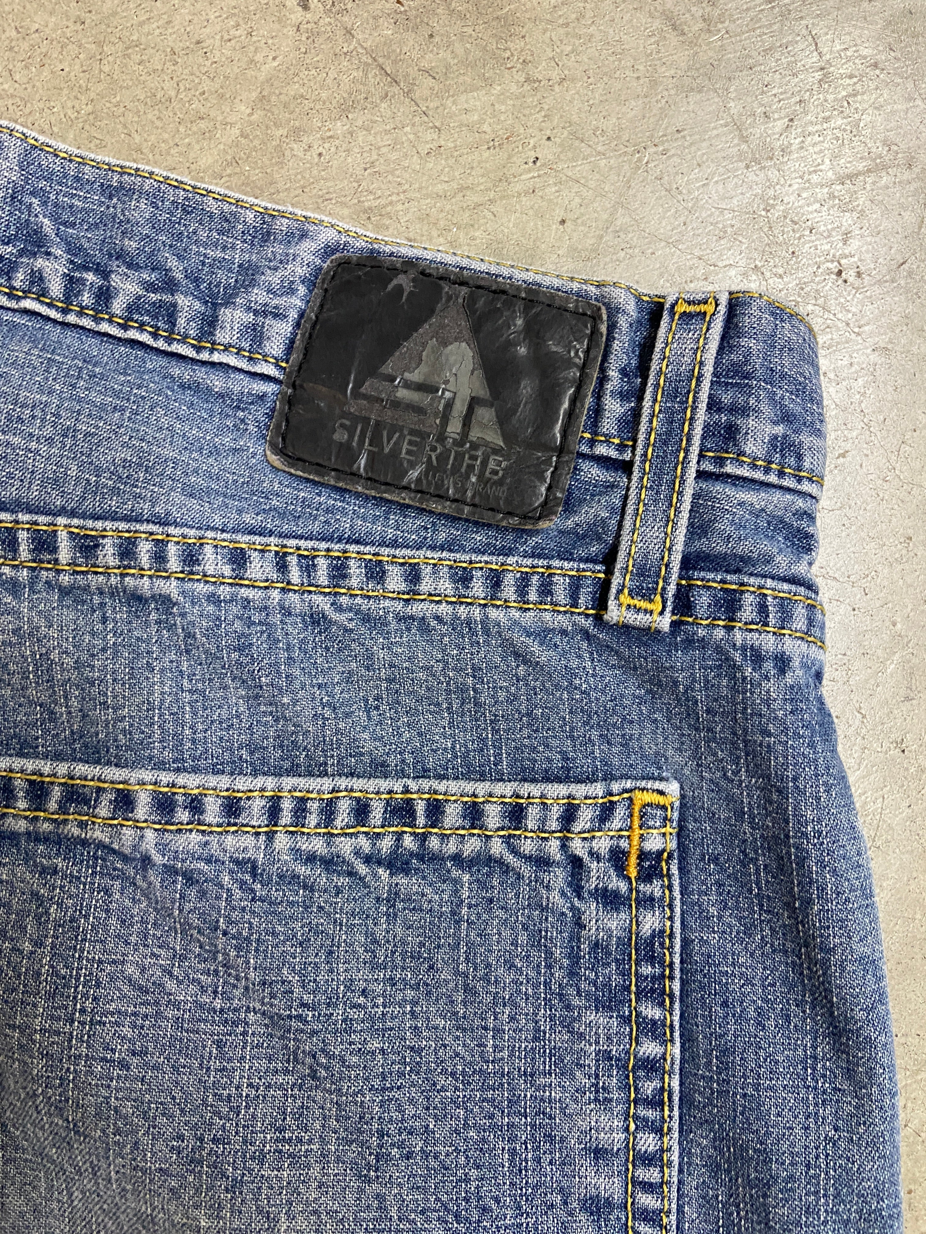 Y2K Levi's Silvertab Baggy Yellow Stitching Denim Jeans Sz 38x32