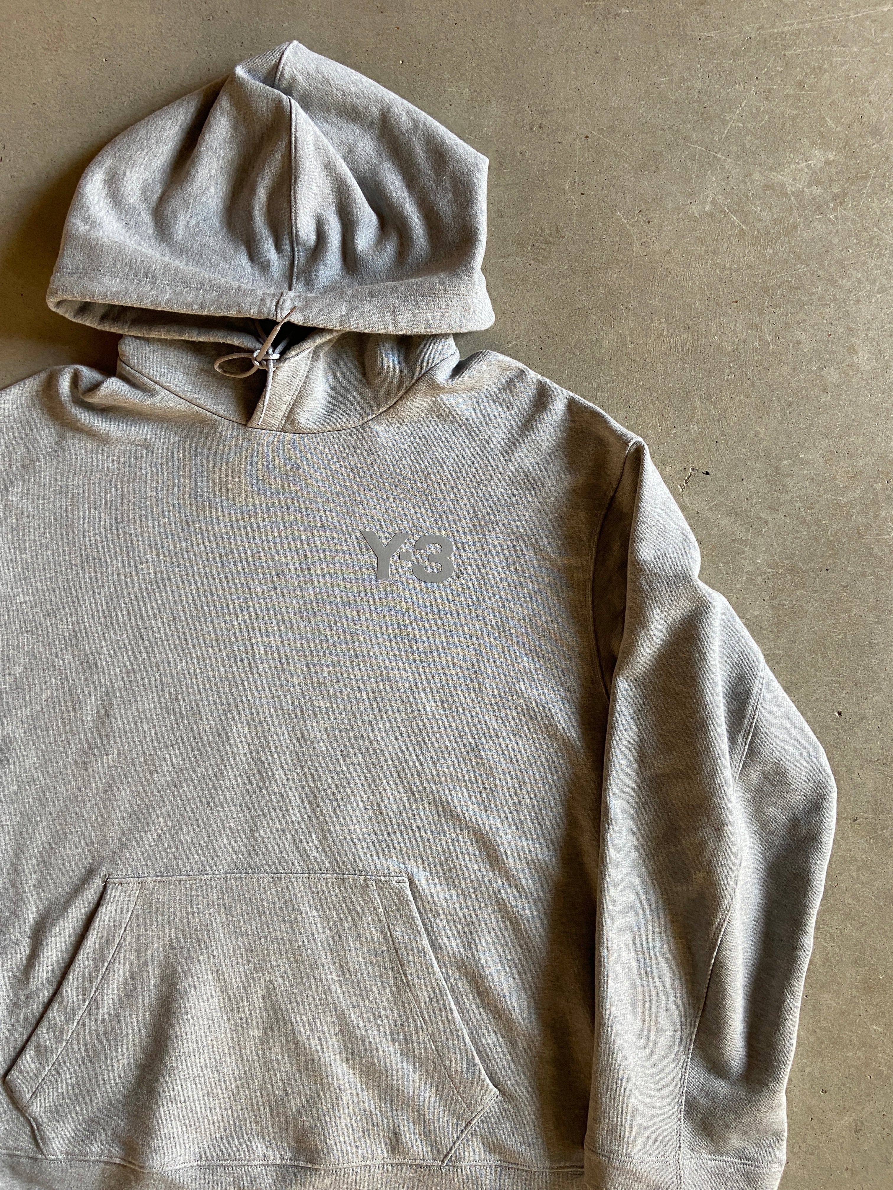 Y-3 Grey Applique Hoodie Sz L