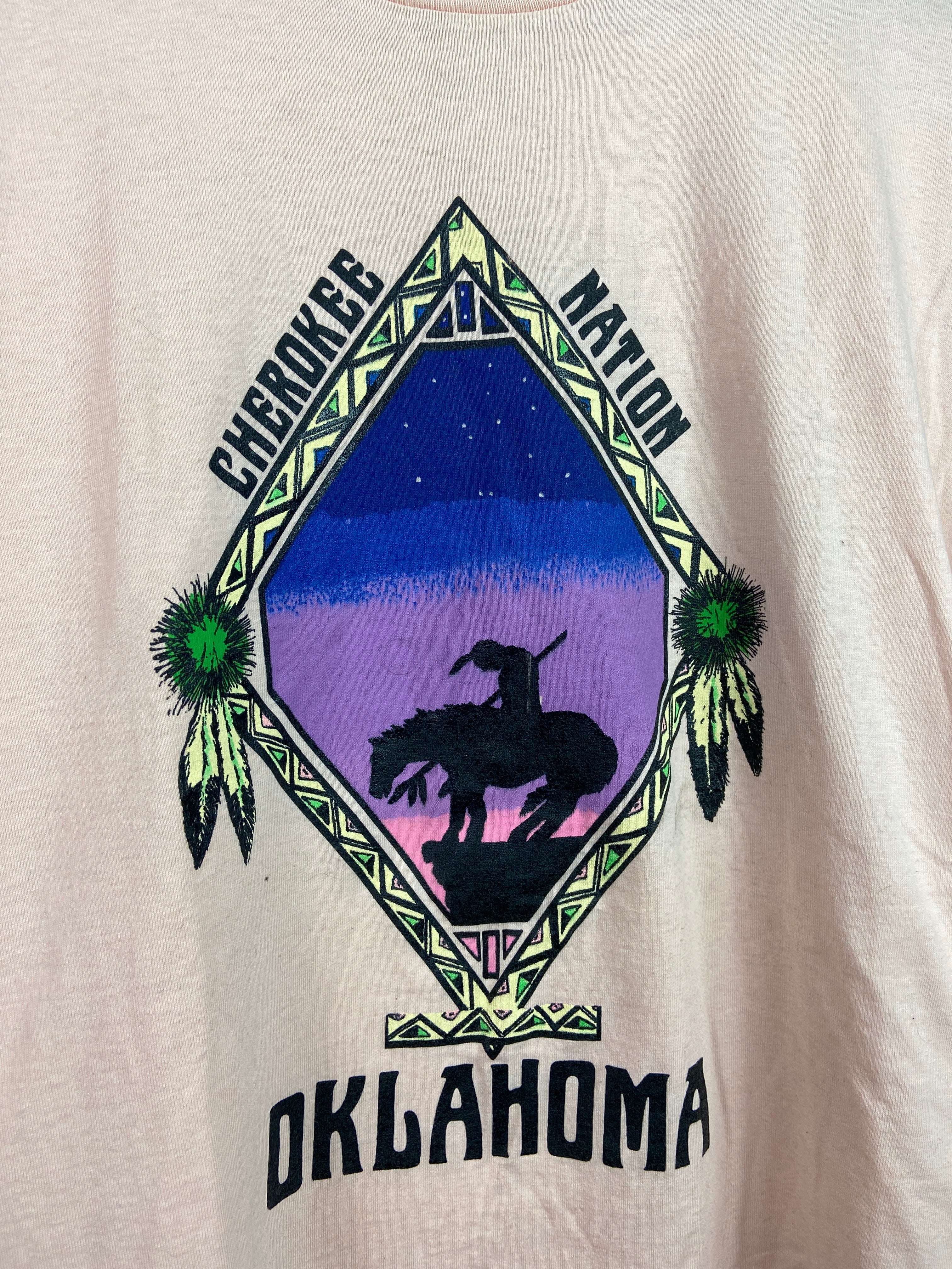 VTG Oklahoma Cherokee Nation Pink Tee Sz L/XL