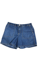 Y2K Blue Denim Square Pocket Wmns Shorts Sz 32